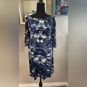 Veronica‎ M , Blue Acid Bell Sleeve Mini Dress